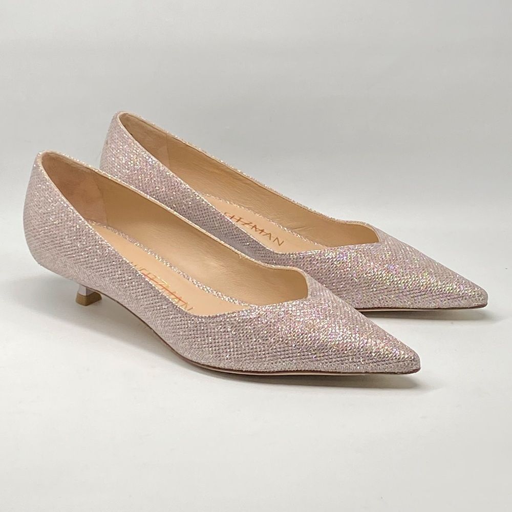 Stuart Weitzman Metallic Kitten-Heel Pumps size 6.5